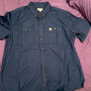 carhartt 3XL blue canvas button up shirt.